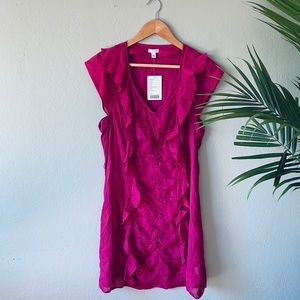 Anthropologie Odille Lissome Pleated Ruffle Dress